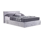 Berlin Small Double Ottoman Bed - Steel Crushed Velvet