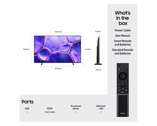 SAMSUNG U8000F 55" Crystal UHD 4K HDR Smart TV 2025