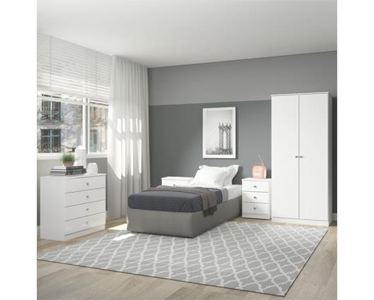 DENVER 2 DOOR WARDROBE BEDROOM SET - WHITE GLOSS