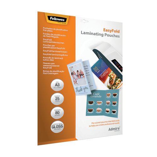 Fellowes Admire EasyFold A3 Laminating Pouches (Pack of 25) 5602001