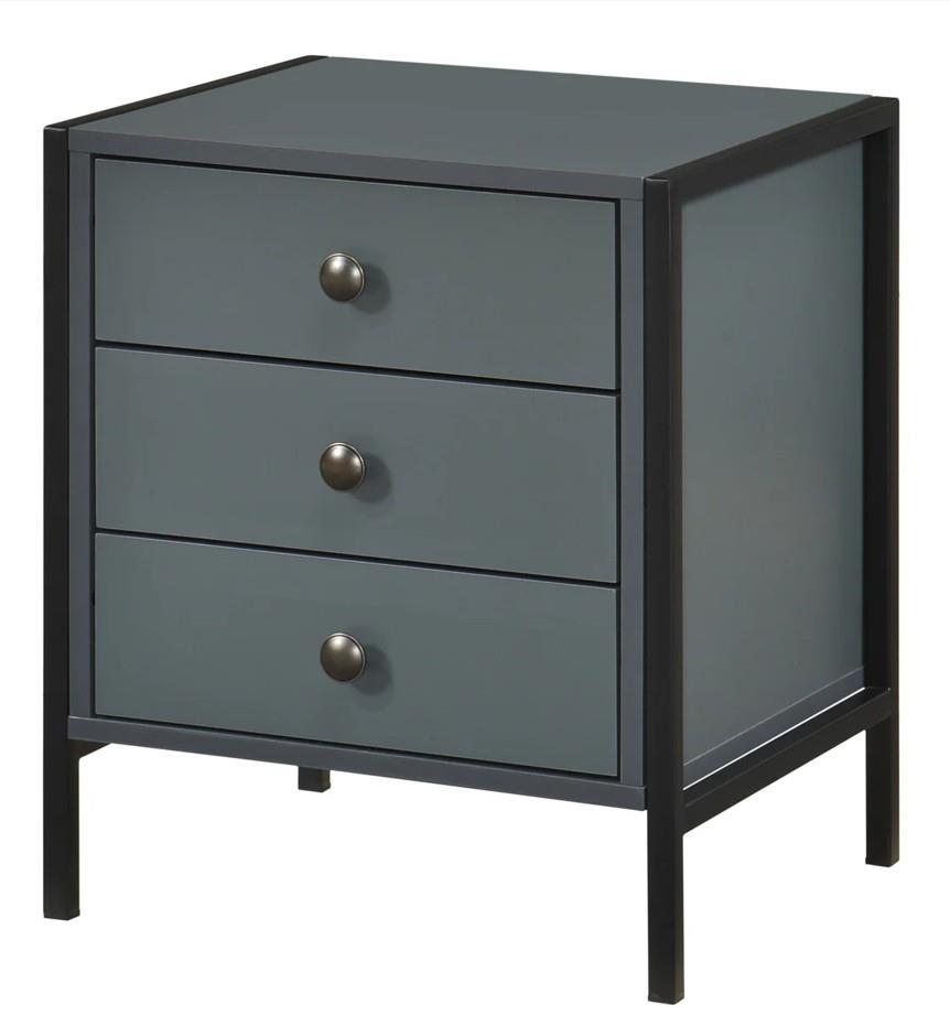 Alva 3 Drawer Bedside - Dark Grey