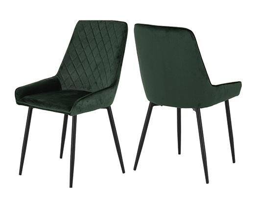 ATHENS RECT & AVERY DINING SET (X4 CHAIRS) - MEDIUM OAK EFFECT/EMERALD GREEN VELVET