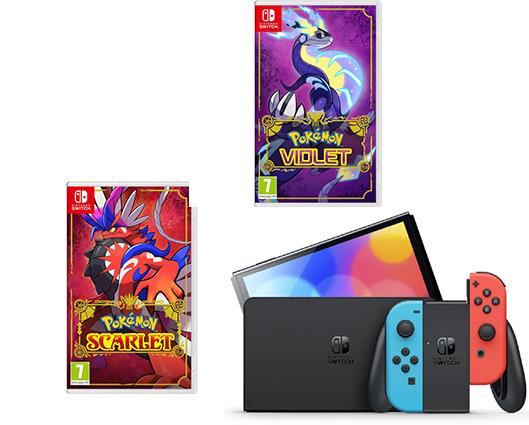 Nintendo Switch OLED Neon Console with Pokemon Violet & Scarlet