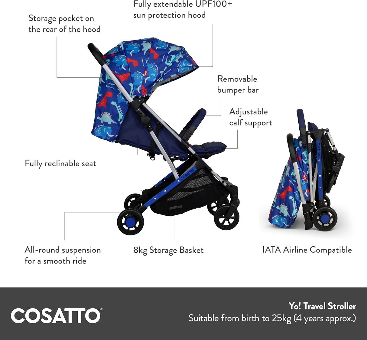 Yo! Stroller - Dino Bright