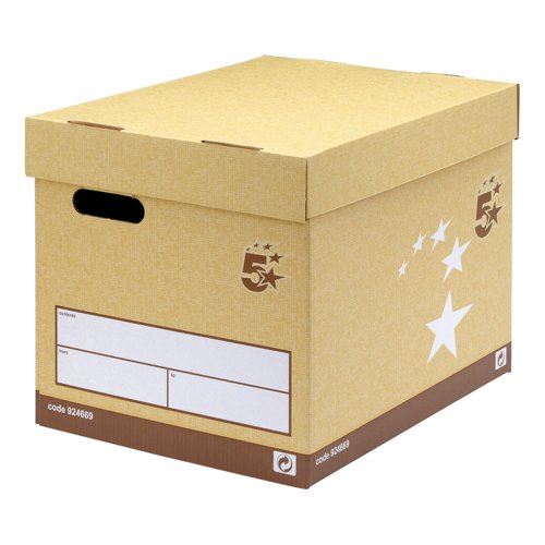 5 Star Elite Superstrong Archive Storage Box&#47;Lid Self-Assembly 313x415x326mm Sand (Pack of 10)