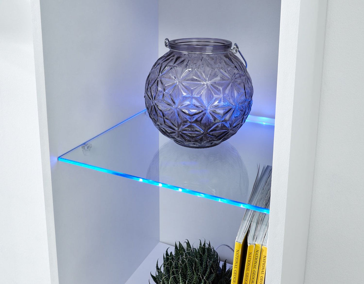 Galicia tall shelf unit with led white