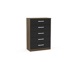 Lynx 5 Drawer Chest- Walnut & Black