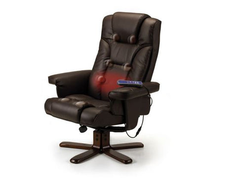 MALMO MASSAGE RECLINER & STOOL BROWN