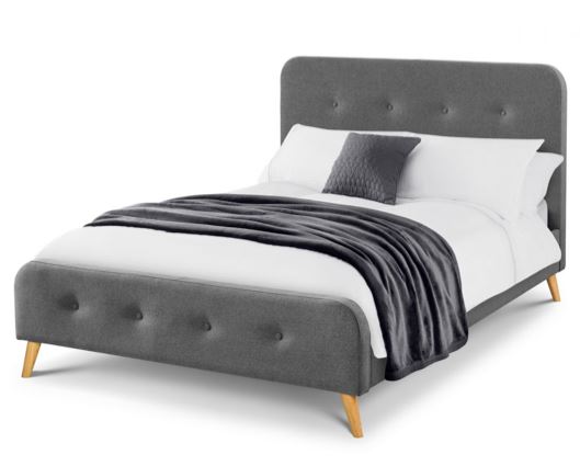 Astrid Curved Retro Buttoned Double Bed - Grey