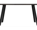 QUEBEC WAVE EDGE DINING SET (X4 CHAIRS) - BLACK WOOD GRAIN/GREY FAUX LEATHER