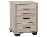 OLIVER 3 DRAWER BEDSIDE - LIGHT OAK EFFECT