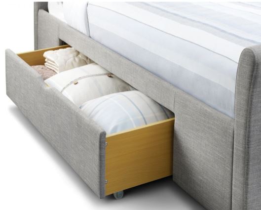 Capri Fabric Bed with Drawers Light Grey 150CM