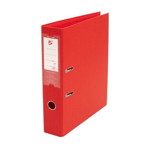 5 Star Office Premium Polypropylene Lever Arch File Foolscap Red (Pack of 10)