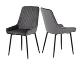 MARLOW & AVERY DINING SET (X4 CHAIRS) - BLACK MARBLE/GREY VELVET