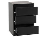 Malvern 3 Drawer Bedside - Black