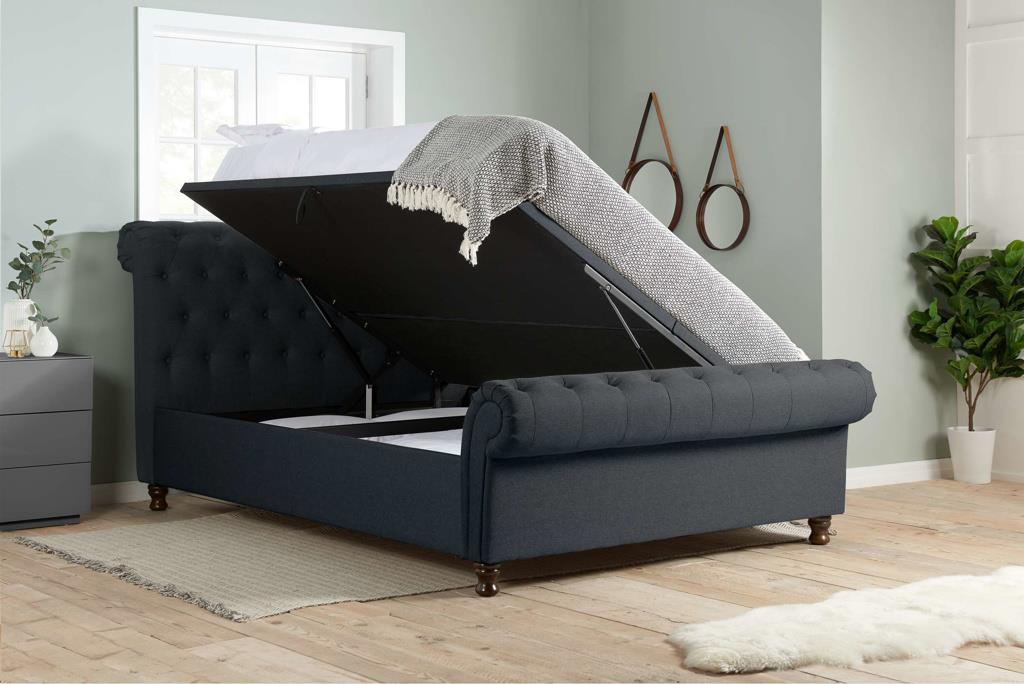 Castello Double Side Ottoman Bed - Charcoal