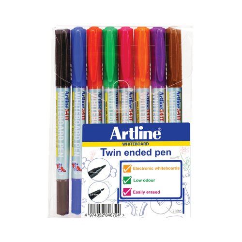 Artline 2-in-1 Whiteboard Marker Fine&#47;Superfine Assorted (Pack of 8) EK-541T-WB