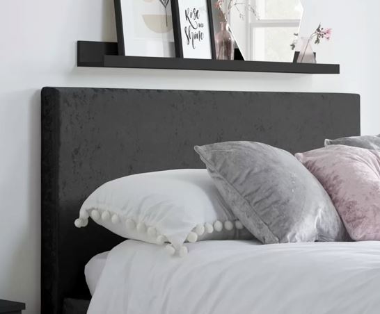 Berlin Double Ottoman Bed - Black Crushed Velvet