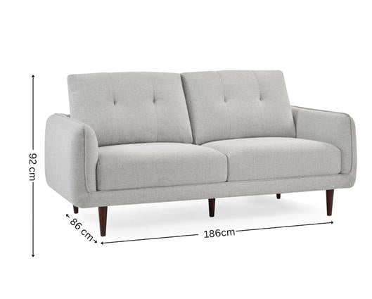 Remy Fabric 3 Seater Sofa Light Grey
