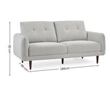 Remy Fabric 3 Seater Sofa Light Grey