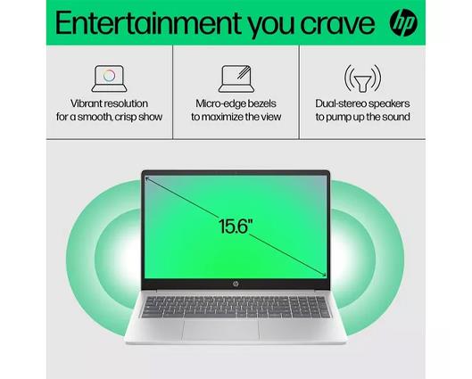 HP 15a-nb0503sa 15.6" Chromebook - Intel® N100, 128 GB UFS, Silver