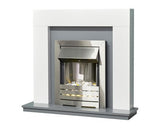 Adam Dakota Fireplace in Pure White & Grey with Helios Electric Fire In Brushed Steel 39 Inch