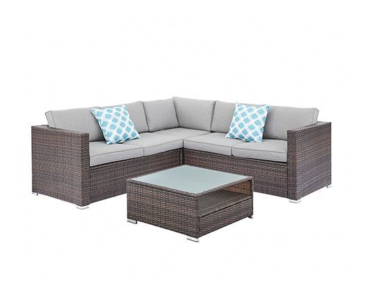 Medina Brown 4PC Corner Sofa Set w/ Grey Cushions