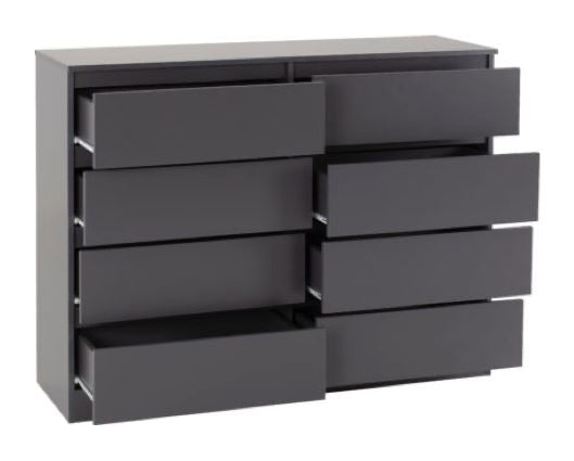 Malvern 8 Drawer Chest - Grey