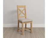 WINDSOR CROSS BACK DINING CHAIR (X2 PER BOX) - NATURAL OAK/OAT FABRIC