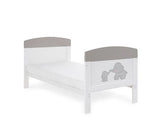 Grace Inspire Cot Bed + Fibre Mattress - Me & Mini Me Elephants Grey