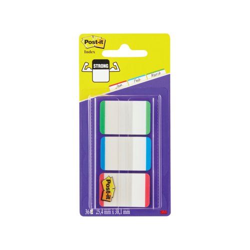 Post-it Strong Index Coloured Tips Red&#47;Green&#47;Blue (Pack of 66) 686L-GBR