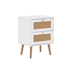 Croxley 2 Drawer Rattan Bedside White