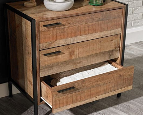 Hoxton 3 Drawer Chest Distressed Oak Effect
