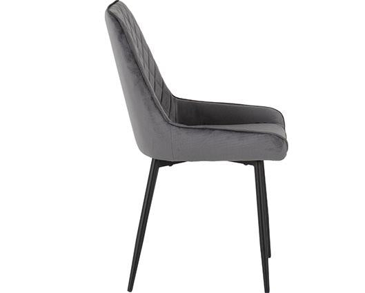 QUEBEC WAVE & AVERY DINING SET (X4 CHAIRS) - MEDIUM OAK EFFECT/GREY VELVET