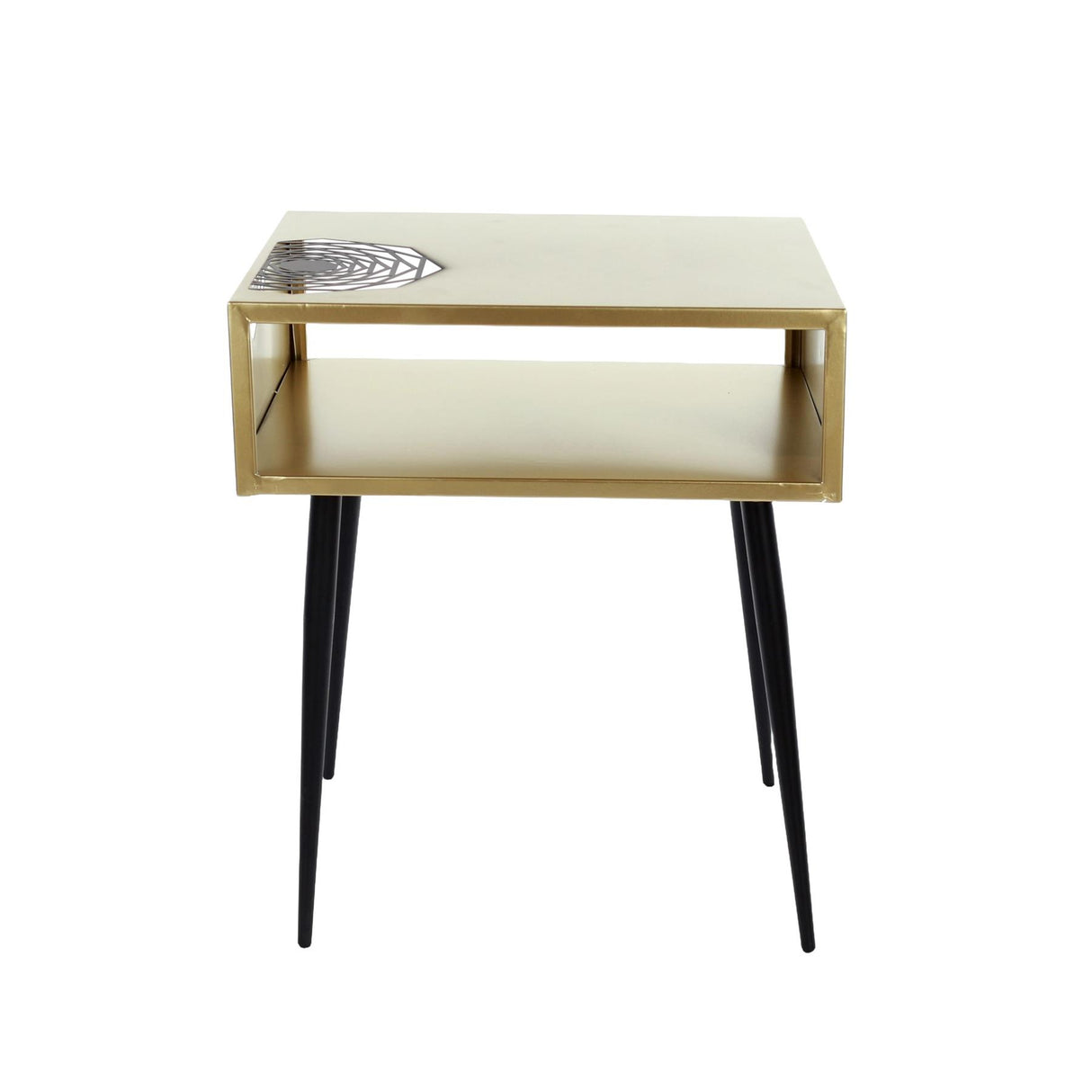 Galaxy metal bedside table, gold with black legs