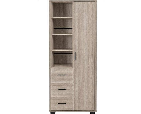 OLIVER 1 DOOR 3 DRAWER OPEN SHELF WARDROBE - LIGHT OAK EFFECT