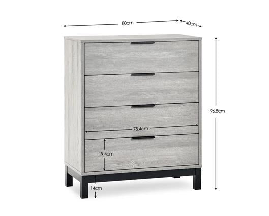 Bali 4 Drawer Chest Grey Oak