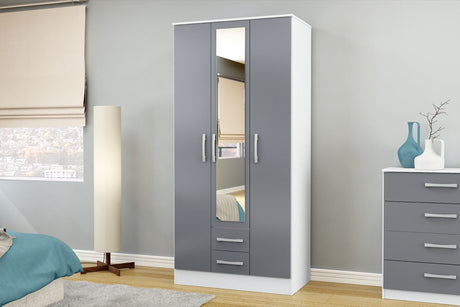 Lynx 3 Door 2 Drawer Wardrobe With Mirror