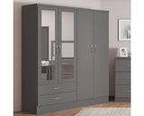 NEVADA 4 DOOR 2 DRAWER WARDROBE - 3D EFFECT GREY