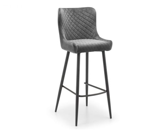 LUXE VELVET BAR STOOL - GREY