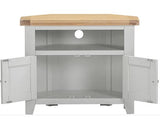 WINDSOR CORNER TV UNIT - PEBBLE GREY/OAK