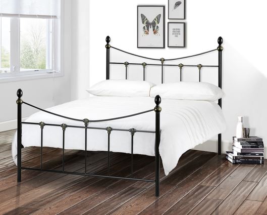 Rebecca Double Bed - Black & Gold