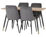 HAMILTON & AVERY MEDIUM DINING SET (X4 CHAIRS) - MEDIUM OAK EFFECT/GREY VELVET