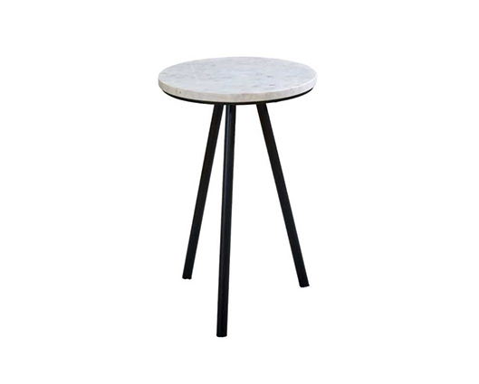 Opal Side Table With White Marble Top & Metal Legs