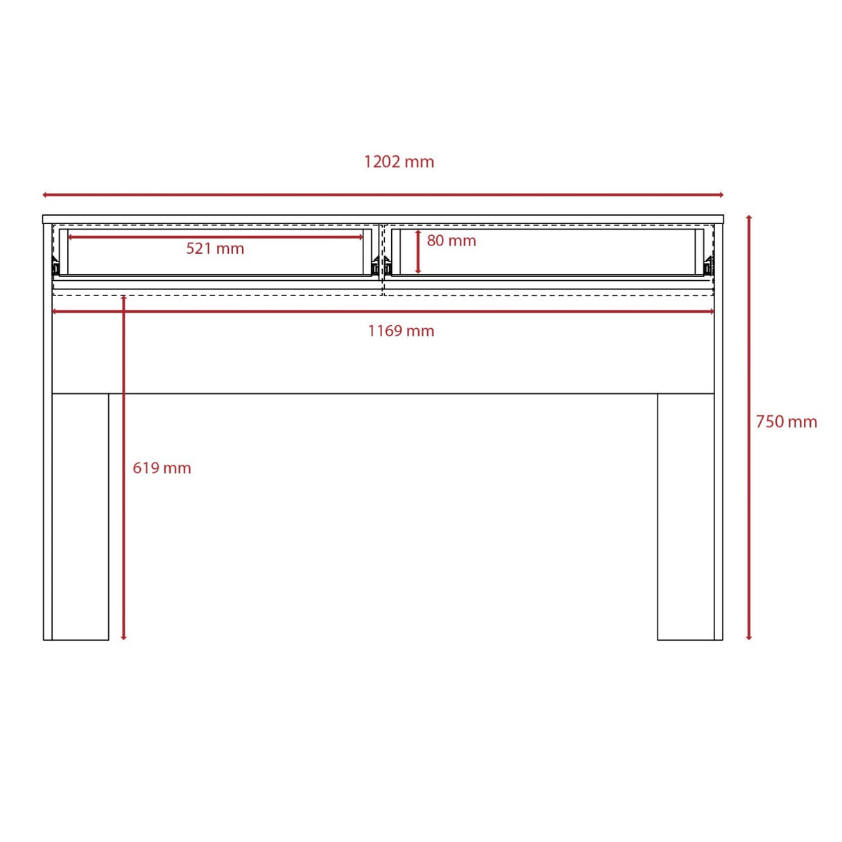 Harvard 2 Drawer Desk