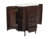 Opal Mango Wood Wide Chest Of Drawers with Marble Top & Metal Legs