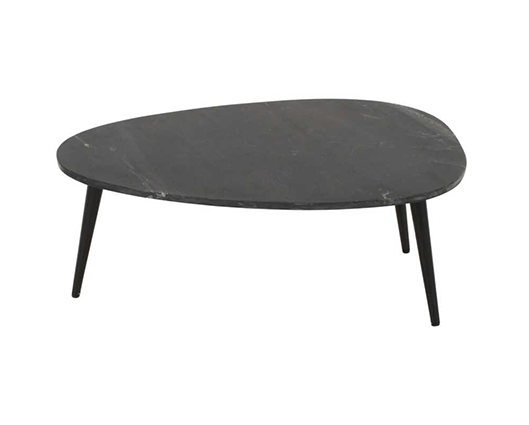 Opal Coffee Table With Black Marble Top & Metal Legs