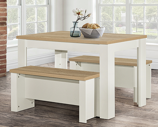 Highgate Cream Dining Table & Bench Set