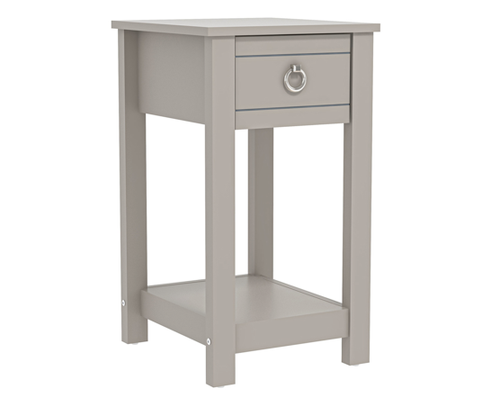 Clovelly 1 Drawer Bedside Table Light Grey