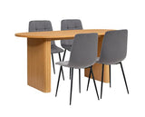 Axel Oval Fluted Dining Table with 4 Fabric Chairs - Oak